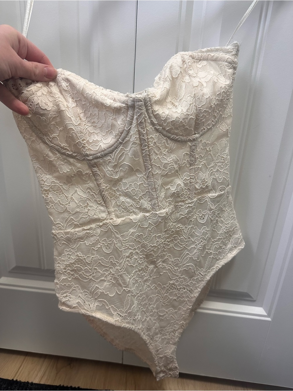 Zara Cream corset style Lace Bustier Bodysuit